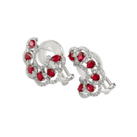 2.16 Ct.Tw. Ruby Natural Diamond Pave Earrings, 18K White Gold Image