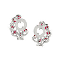 2.16 Ct.Tw. Ruby Natural Diamond Pave Earrings, 18K White Gold Image