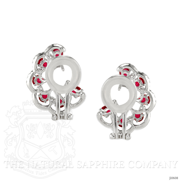 2.16 Ct.Tw. Ruby Natural Diamond Pave Earrings, 18K White Gold