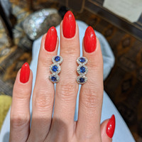 2.59&nbsp;Ct.Tw.Total Carat Weight Blue Sapphire and Natural Diamond Pave Earrings, 18K White Gold Life Style