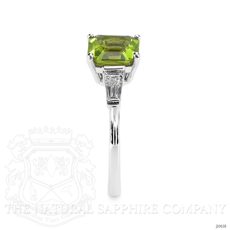 1.83 Ct. Green Peridot and Natural Diamond Three Stone Ring, Platinum 950