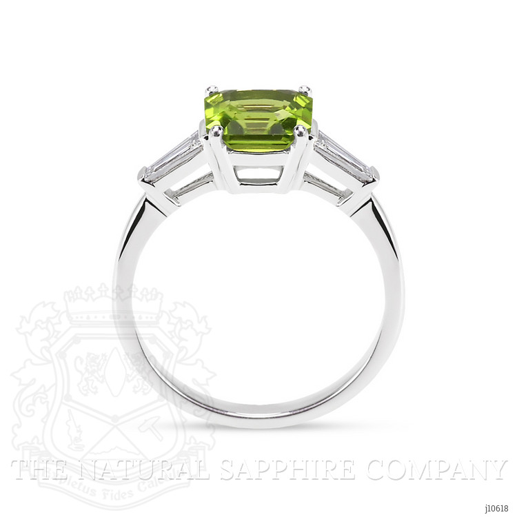 1.83 Ct. Green Peridot and Natural Diamond Three Stone Ring, Platinum 950