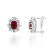 1.54 Ct.Tw. Ruby Natural Diamond Pave Earrings, 14K White Gold Image