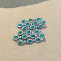 4.25 Ct.Tw. Emerald Natural Diamond Pave Earrings, 14K White Gold Image