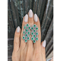 4.25 Ct.Tw. Emerald Natural Diamond Pave Earrings, 14K White Gold Life Style