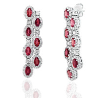 4.02 Ct.Tw. Ruby Natural Diamond Pave Earrings, 14K White Gold Image