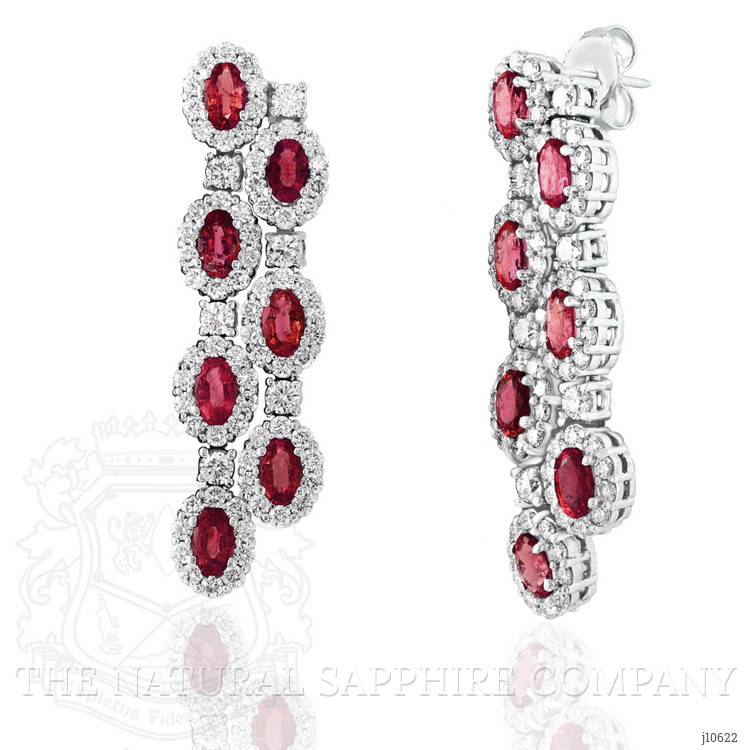 4.02 Ct.Tw. Ruby Natural Diamond Pave Earrings, 14K White Gold