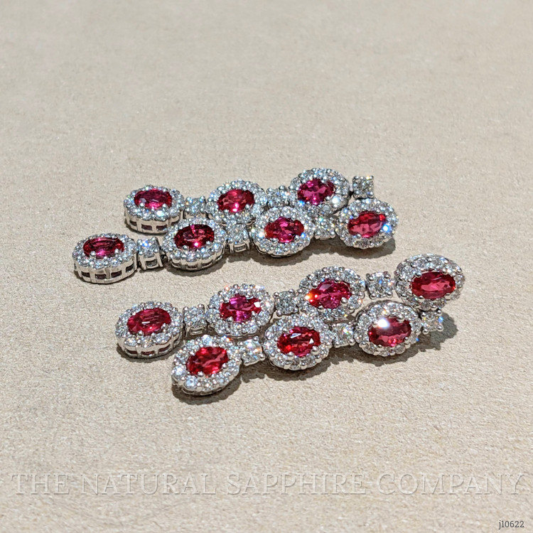 4.02 Ct.Tw. Ruby Natural Diamond Pave Earrings, 14K White Gold