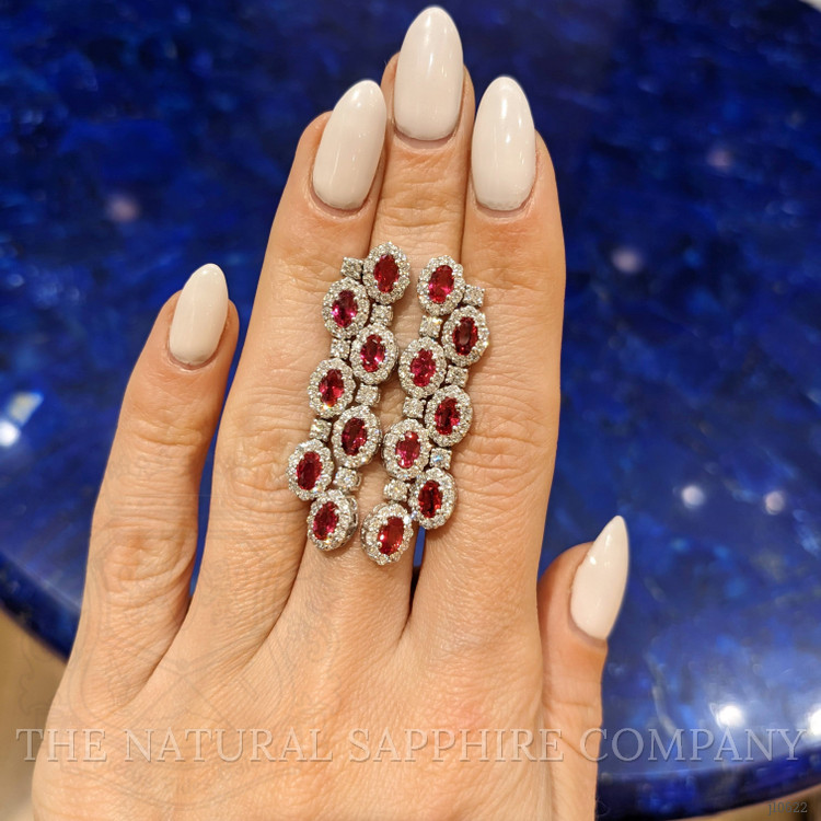 4.02 Ct.Tw. Ruby Natural Diamond Pave Earrings, 14K White Gold