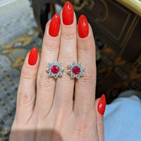 2.02 Ct.Tw. Ruby Natural Diamond Pave Earrings, 14K White Gold Life Style