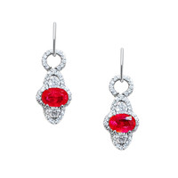1.82 Ct.Tw. Ruby Natural Diamond Pave Earrings, 14K White Gold Image