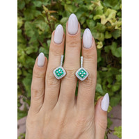 0.60 Ct.Tw. Emerald Natural Diamond Pave Earrings, 18K White Gold Life Style