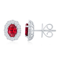 1.75 Ct.Tw. Ruby Natural Diamond Pave Earrings, 18K White Gold Image