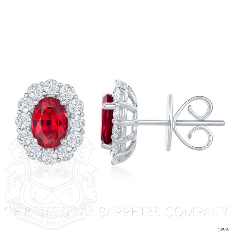 1.75 Ct.Tw. Ruby Natural Diamond Pave Earrings, 18K White Gold