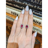 1.75 Ct.Tw. Ruby Natural Diamond Pave Earrings, 18K White Gold Life Style
