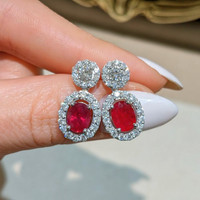 2.32 Ct.Tw. Ruby Natural Diamond Pave Earrings, 18K White Gold Image