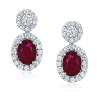2.32 Ct.Tw. Ruby Natural Diamond Pave Earrings, 18K White Gold Image