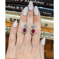 2.32 Ct.Tw. Ruby Natural Diamond Pave Earrings, 18K White Gold Life Style