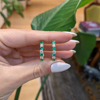 0.60 Ct.Tw. Emerald Natural Diamond Hoops Earrings, 14K Yellow Gold Life Style