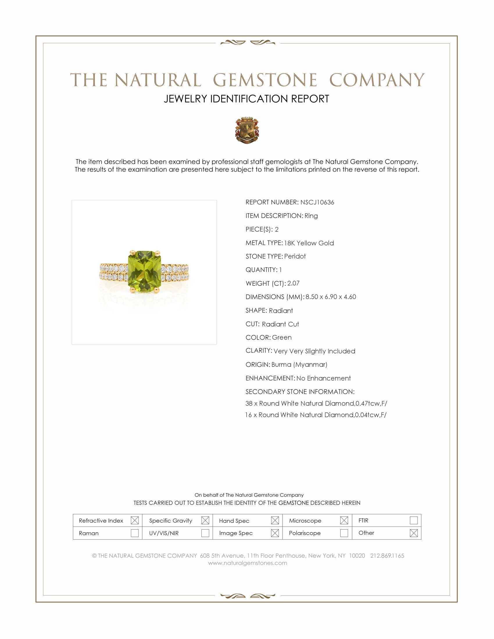 2.07 Ct. Green Peridot and Natural Diamond Pave Ring, 18K Yellow Gold
