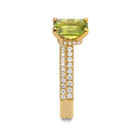 2.07 Ct. Green Peridot and Natural Diamond Pave Ring, 18K Yellow Gold Image