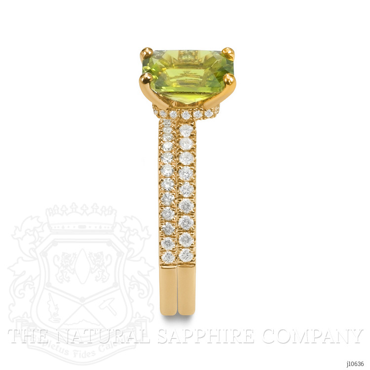 2.07 Ct. Green Peridot and Natural Diamond Pave Ring, 18K Yellow Gold