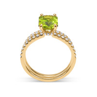 2.07 Ct. Green Peridot and Natural Diamond Pave Ring, 18K Yellow Gold Image