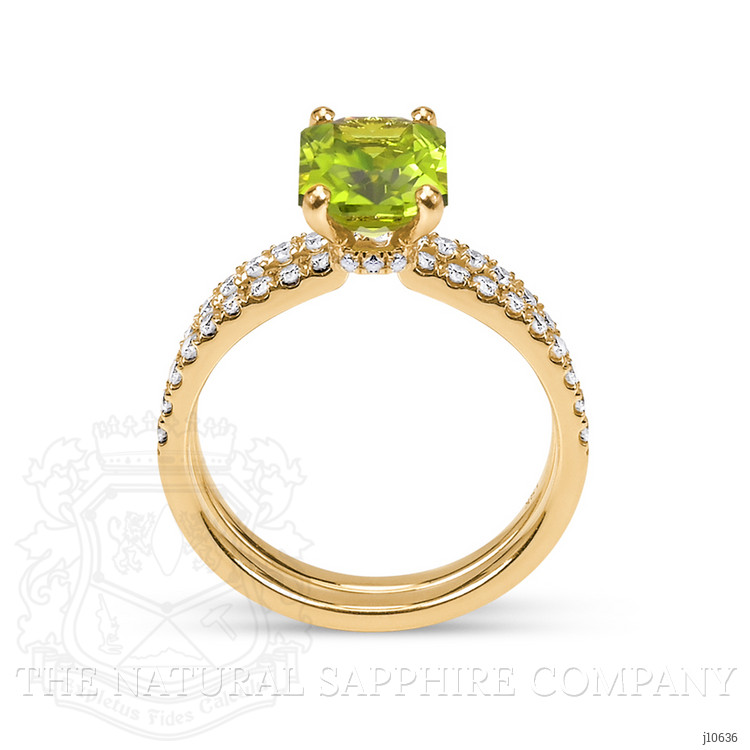 2.07 Ct. Green Peridot and Natural Diamond Pave Ring, 18K Yellow Gold