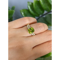2.07 Ct. Green Peridot and Natural Diamond Pave Ring, 18K Yellow Gold Life Style