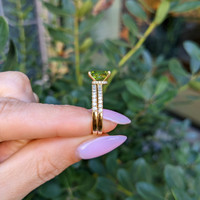 2.07 Ct. Green Peridot and Natural Diamond Pave Ring, 18K Yellow Gold Life Style