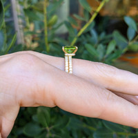 2.07 Ct. Green Peridot and Natural Diamond Pave Ring, 18K Yellow Gold Life Style