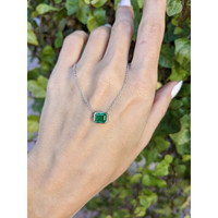 1.18 Ct. Emerald Bezel Necklace, 14K White Gold Life Style