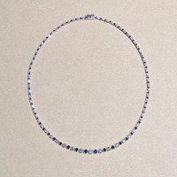 3.21 Ct. Blue Sapphire and Natural Diamond Pave Necklace, 14K White Gold Image