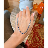 2.86 Ct. Blue Sapphire and Natural Diamond Pave Necklace, 14K White Gold Life Style