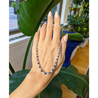 2.86 Ct. Blue Sapphire and Natural Diamond Pave Necklace, 14K White Gold Life Style