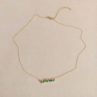 0.79 Ct. Emerald Natural Diamond Multi Stone Necklace, 14K Yellow Gold Image