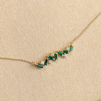 0.79 Ct. Emerald Natural Diamond Multi Stone Necklace, 14K Yellow Gold Life Style