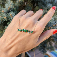 0.79 Ct. Emerald Natural Diamond Multi Stone Necklace, 14K Yellow Gold Life Style