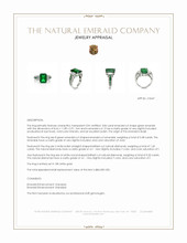 3.84 Ct. Emerald and Natural Diamond Three Stone Ring, 18K White Gold Appraisal