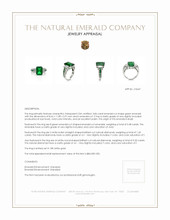 3.84 Ct. Emerald Natural Diamond Three Stone Ring, 18K White Gold Appraisal