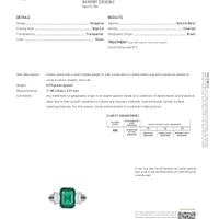3.84 Ct. Emerald Natural Diamond Three Stone Ring, 18K White Gold Scan Report