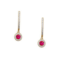 0.28 Ct.Tw. Ruby Natural Diamond Pave Earrings, 14K Yellow Gold Image
