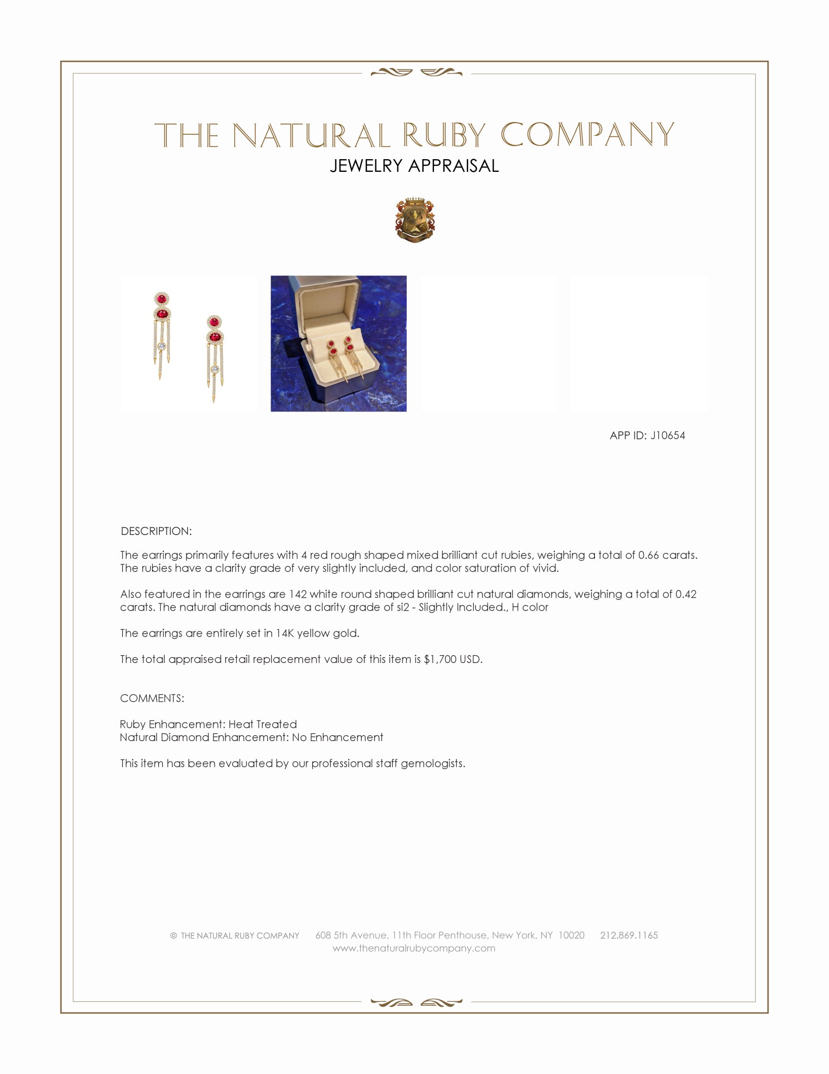 0.66 Ct.Tw. Ruby and Natural Diamond Pave Earrings, 14K Yellow Gold