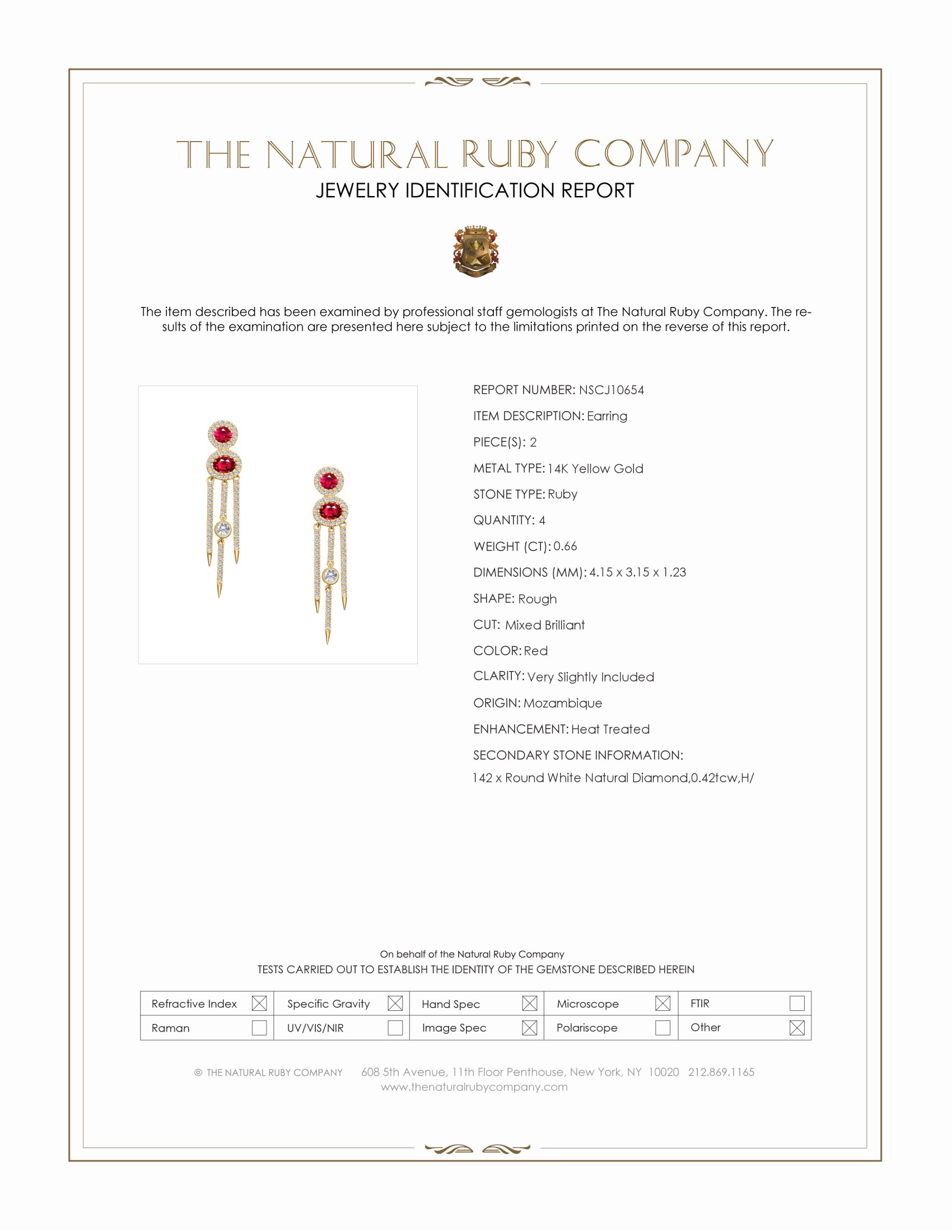 0.66 Ct.Tw. Ruby and Natural Diamond Pave Earrings, 14K Yellow Gold