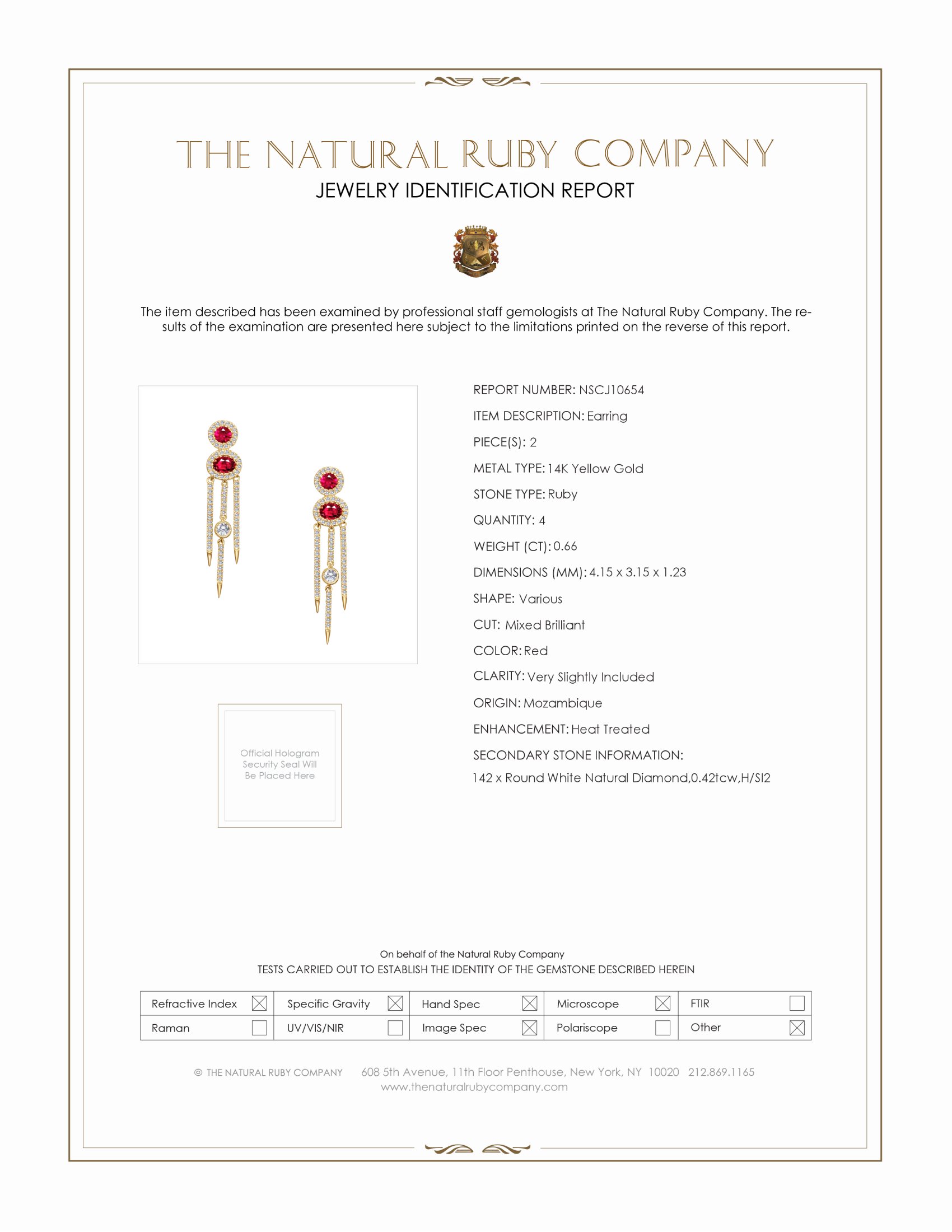 0.66 Ct.Tw. Ruby and Natural Diamond Halo Earrings, 14K Yellow Gold