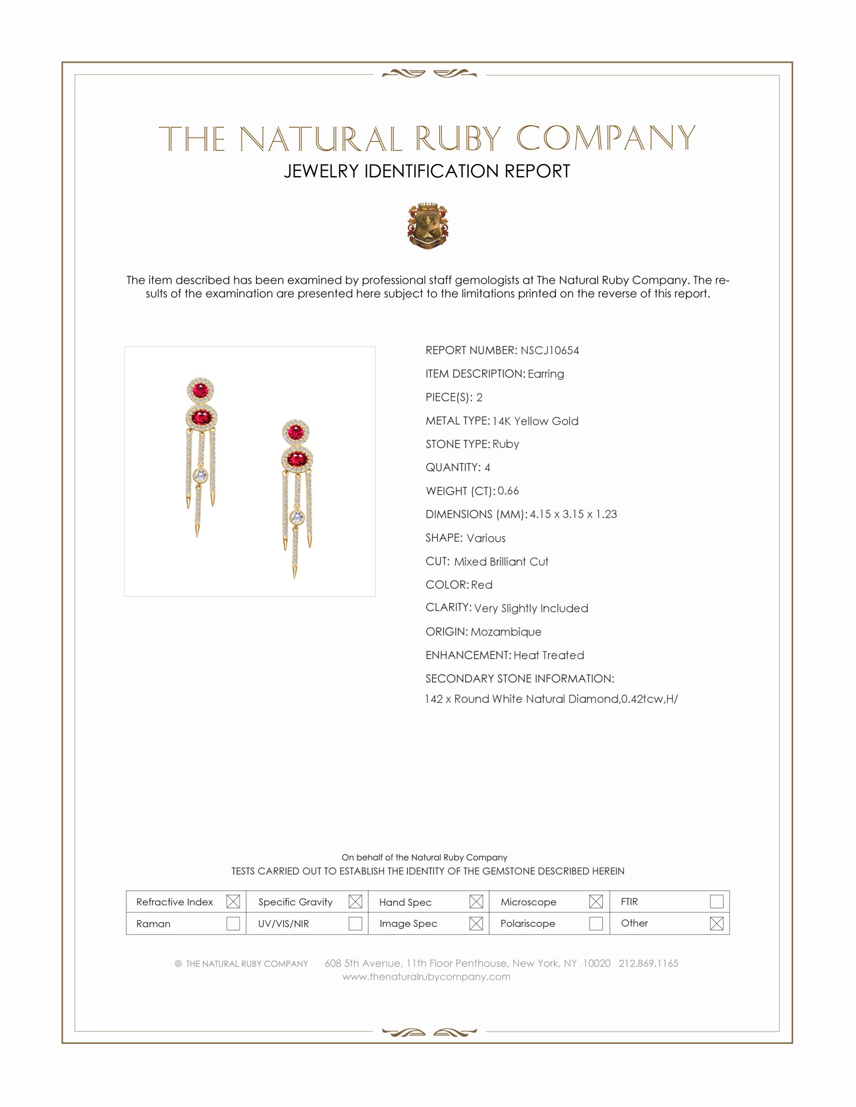 0.66 Ct.Tw. Ruby and Natural Diamond Pave Earrings, 14K Yellow Gold