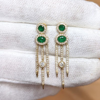 0.58 Ct.Tw. Emerald Natural Diamond Halo Earrings, 14K Yellow Gold Image