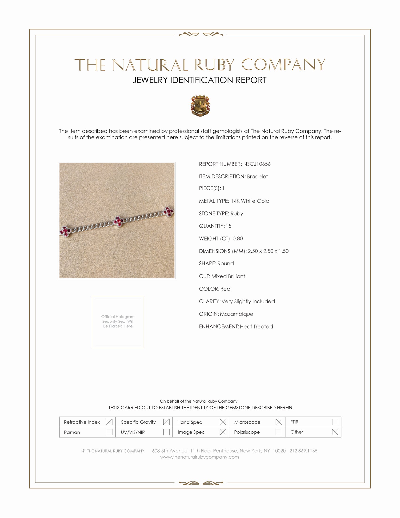 0.80 Ct.Tw. Ruby Accent Stones Bracelet, 14K White Gold