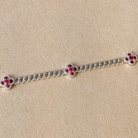 0.80 Ct.Tw. Ruby Accent Stones Bracelet, 14K White Gold Image