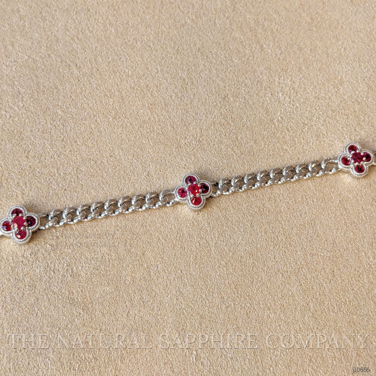 0.80 Ct.Tw. Ruby Accent Stones Bracelet, 14K White Gold
